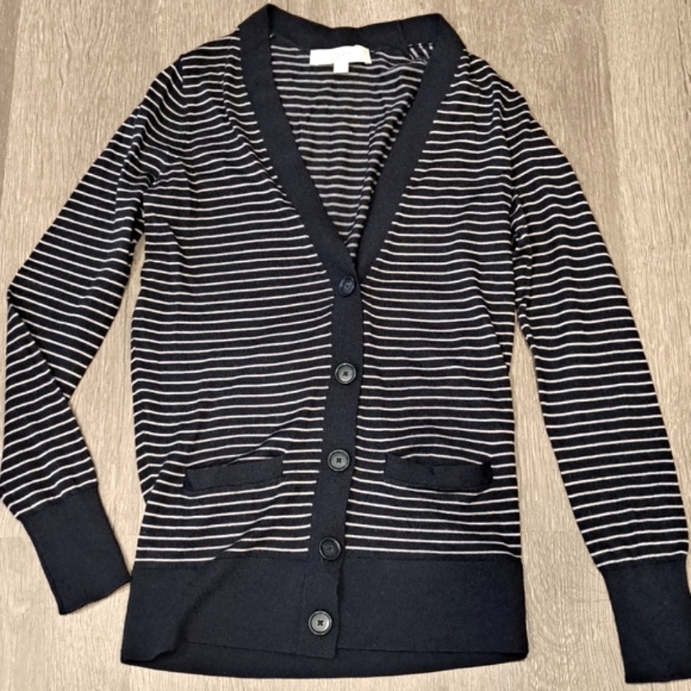 Ann Taylor LOFT Women's Long Sleeved Striped Cardigan Xsmall
